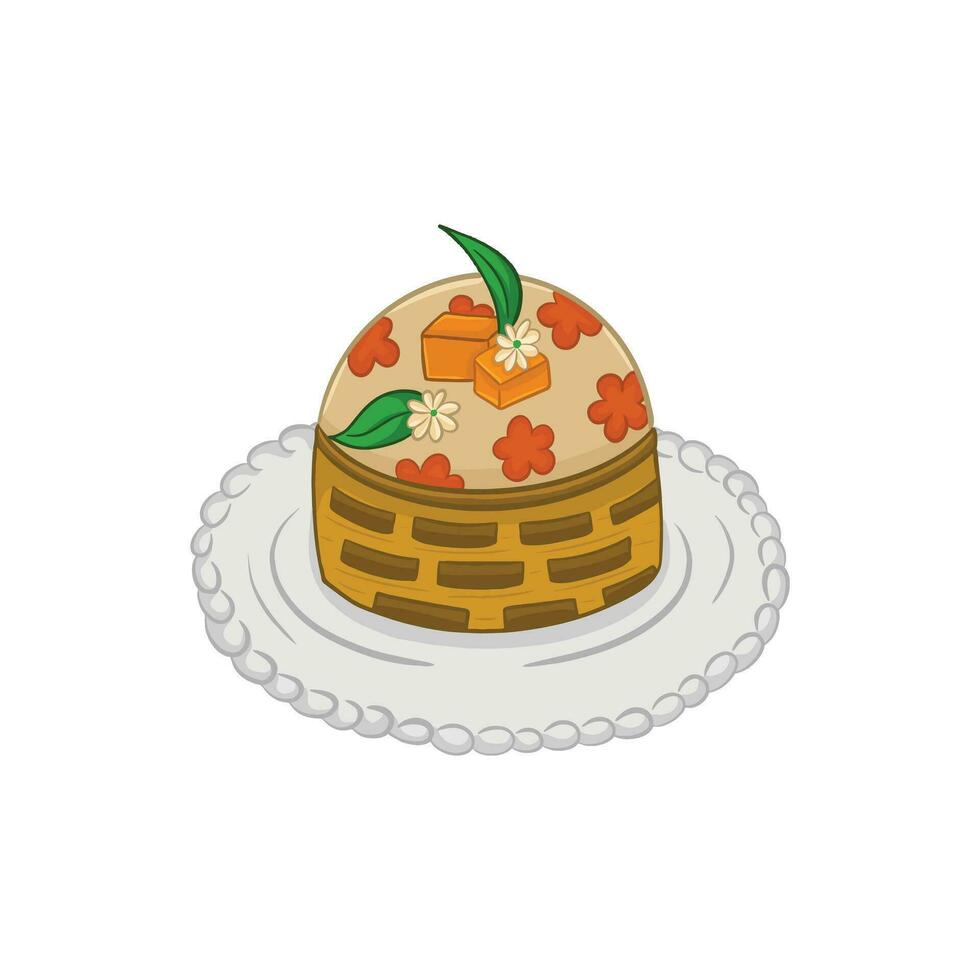 Japanese cake icon in isometric 3d style on a white background vector