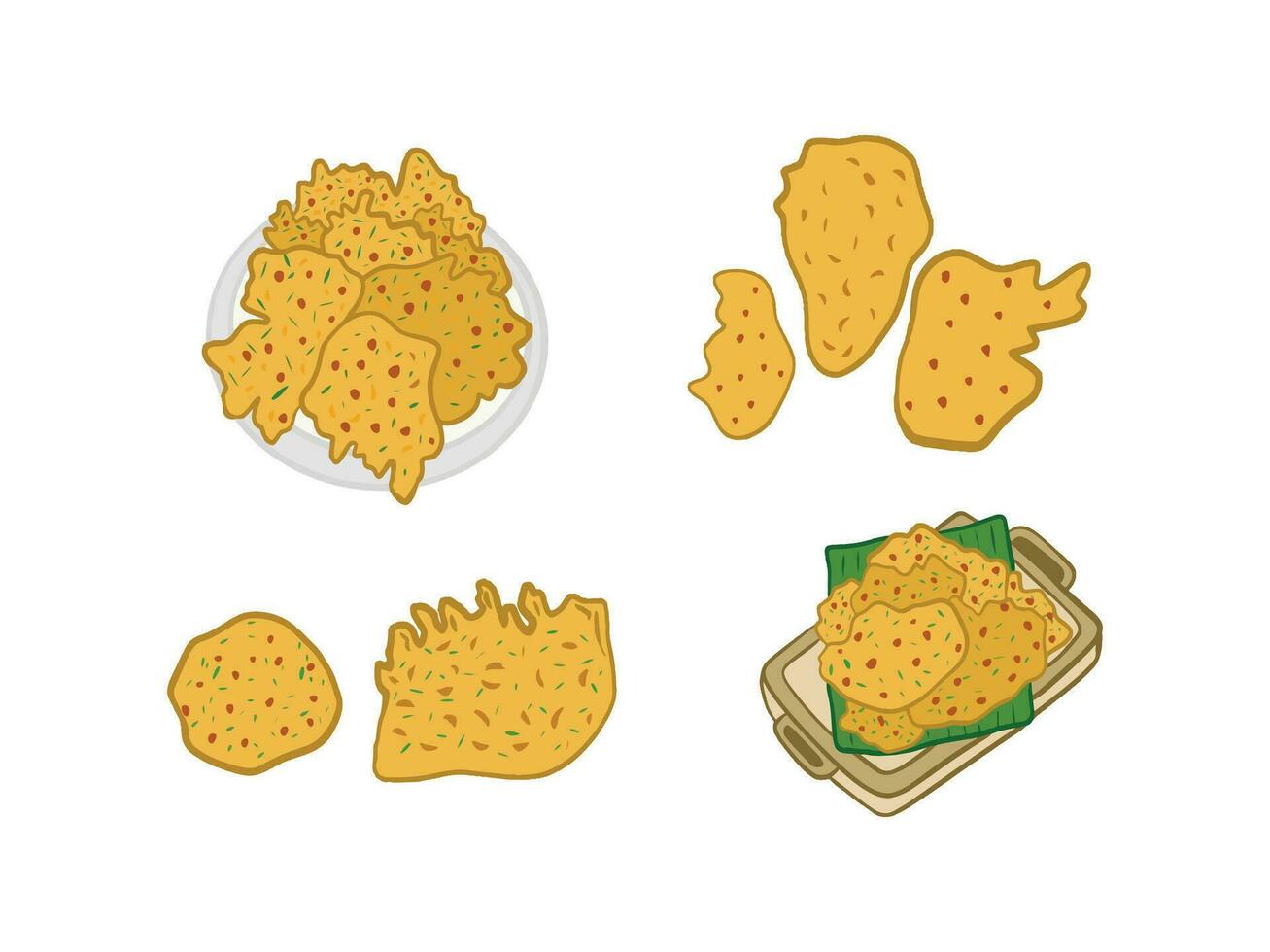Vector illustration of a set of different types of nachos
