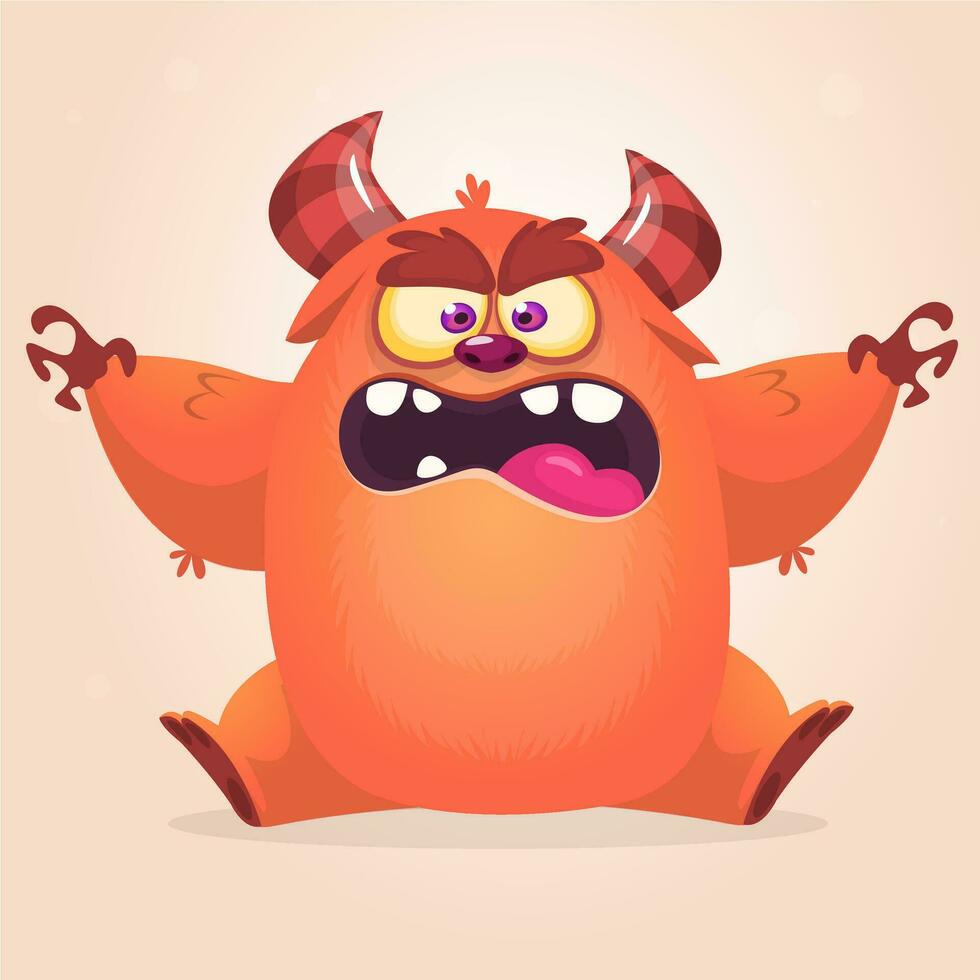 Cartoon angry monster. Halloween vector illustration
