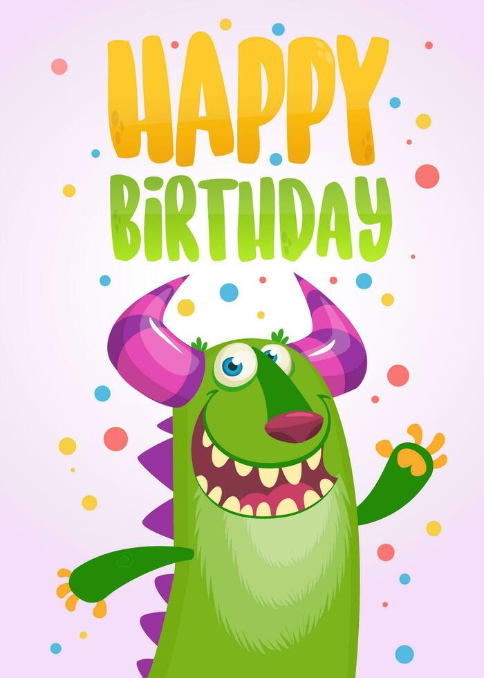 Cartoon monsters birthday illustration. Vector design for birthday party, invitation, party poster
