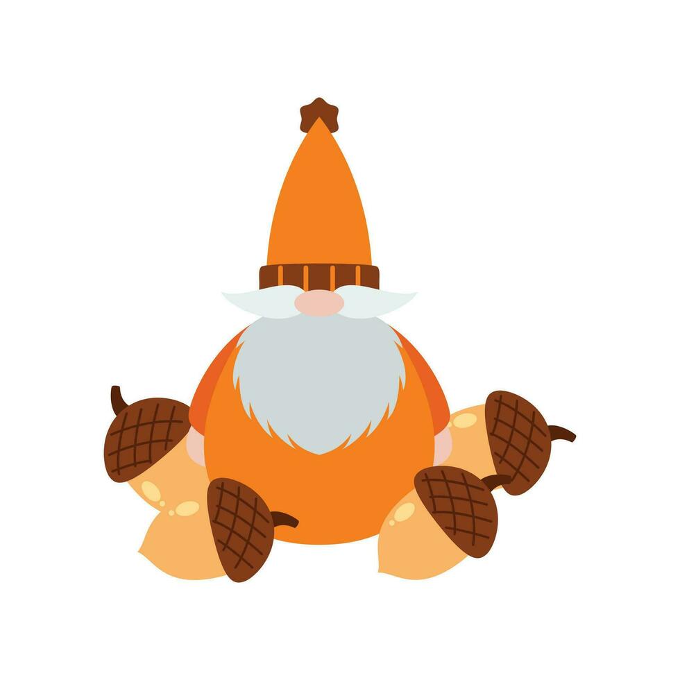 acción de gracias gnomos ilustración. linda dibujos animados otoño gnomos aislado en blanco antecedentes. vector