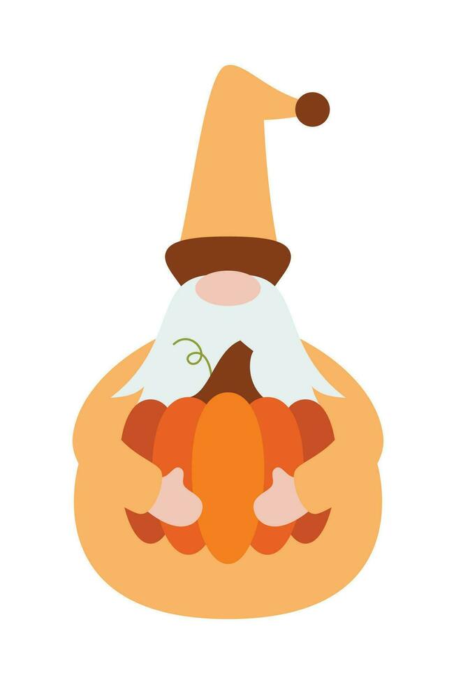 acción de gracias gnomos ilustración. linda dibujos animados otoño gnomos aislado en blanco antecedentes. vector