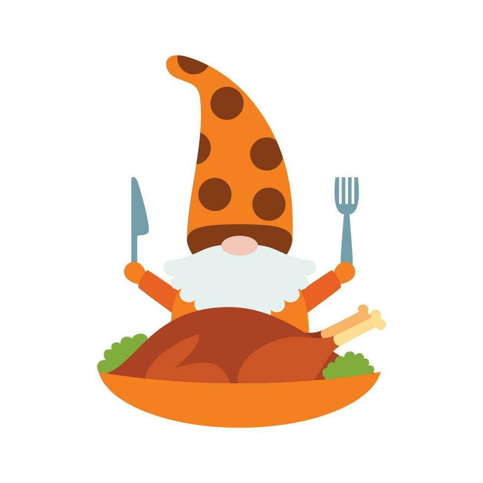 Thanksgiving gnomes illustration. Cute Cartoon fall gnomes isolated in white background. vector