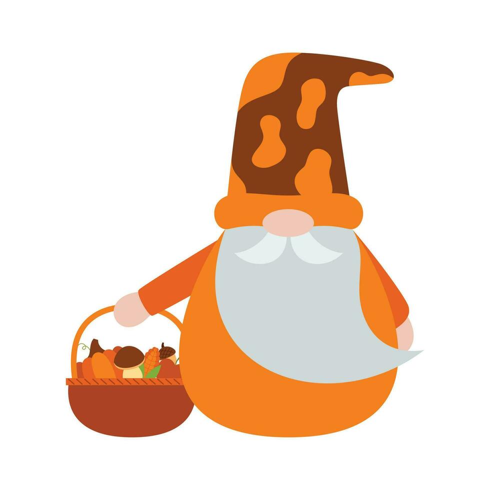 Thanksgiving gnomes illustration. Cute Cartoon fall gnomes isolated in white background. vector