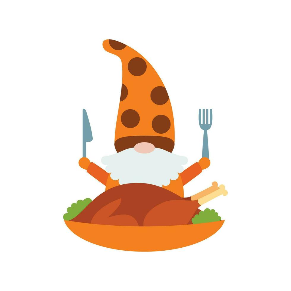 Thanksgiving gnomes illustration. Cute Cartoon fall gnomes isolated in white background. vector