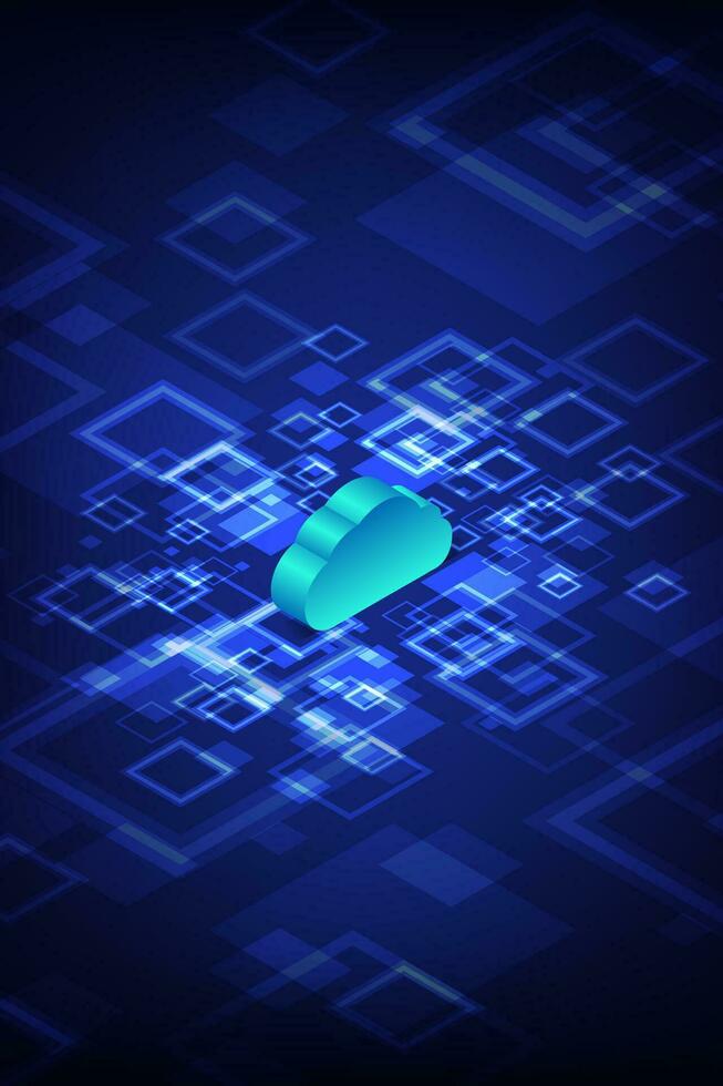 Cloud computing technology design concept abstract background in isometric style. vector