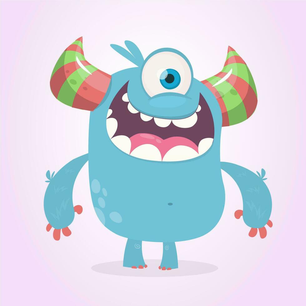 Angry cartoon cute monster. Vector monster character