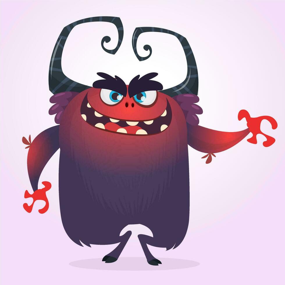 Funny cartoon monster. Vector illustration