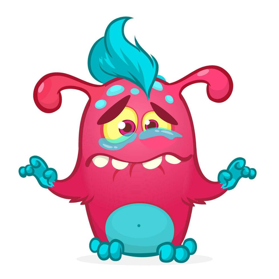 Happy cute cartoon monster. Vector illustration