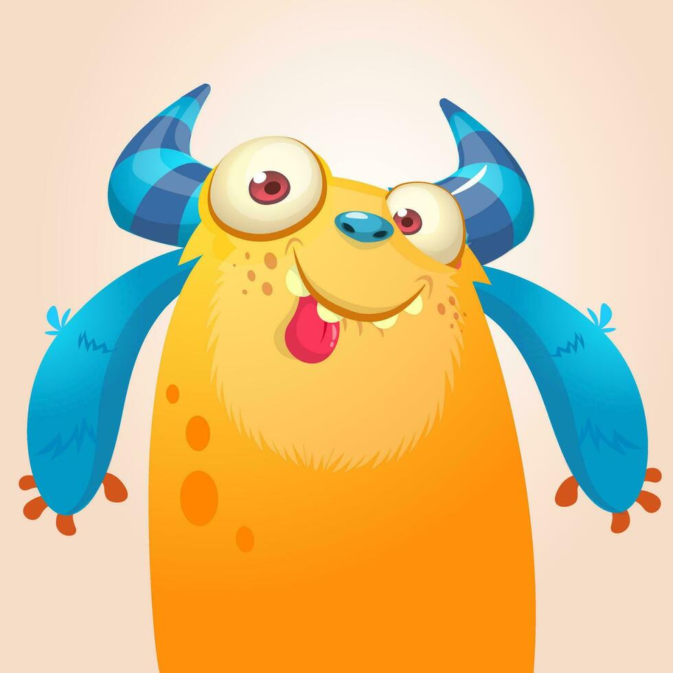 Funny cartoon monster. Vector illustration