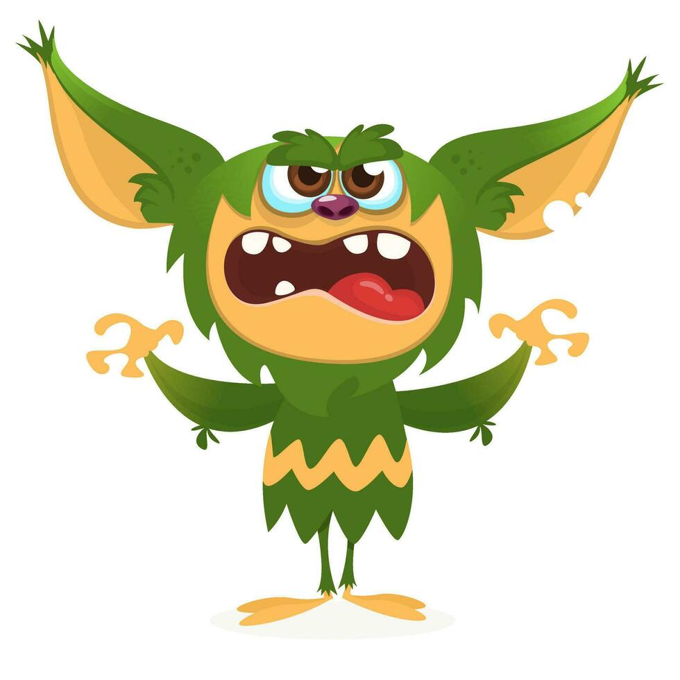 Happy cute cartoon monster. Vector illustration