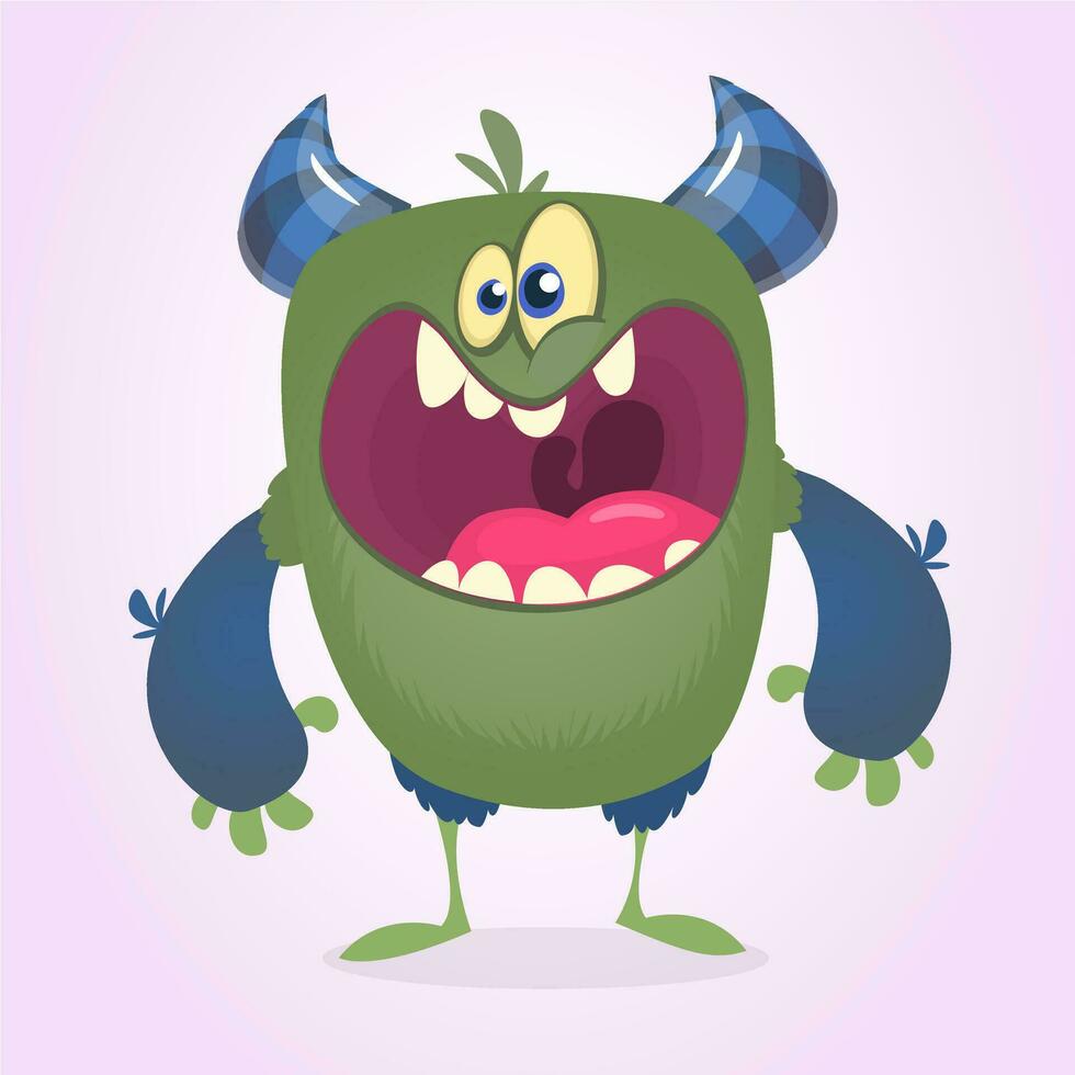 Angry cartoon cute monster. Vector monster character