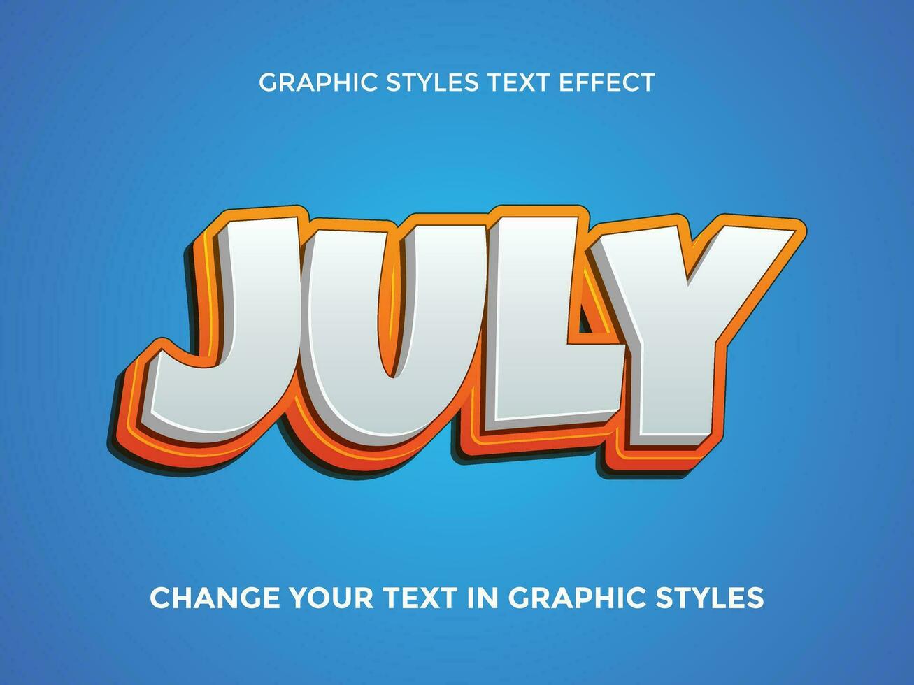 JULY WHITE AND ORANGE GRADIENT EDITABLE TEXT EFFECT vector