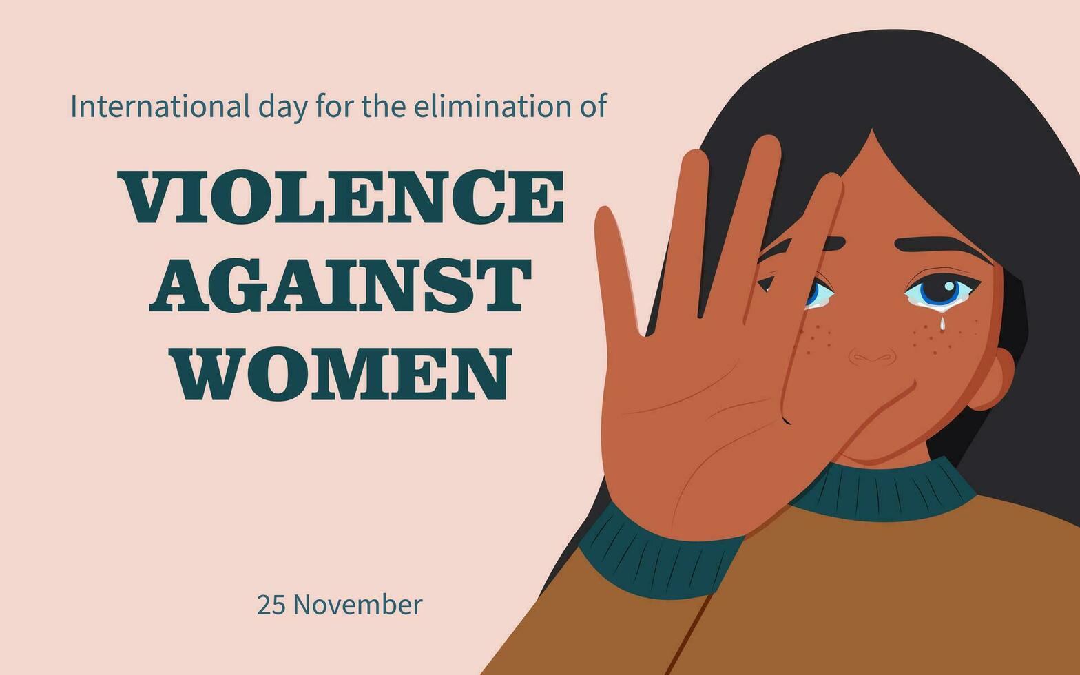 International day for the elimination of violence against women. November 25. Horizontal poster. Vector. vector