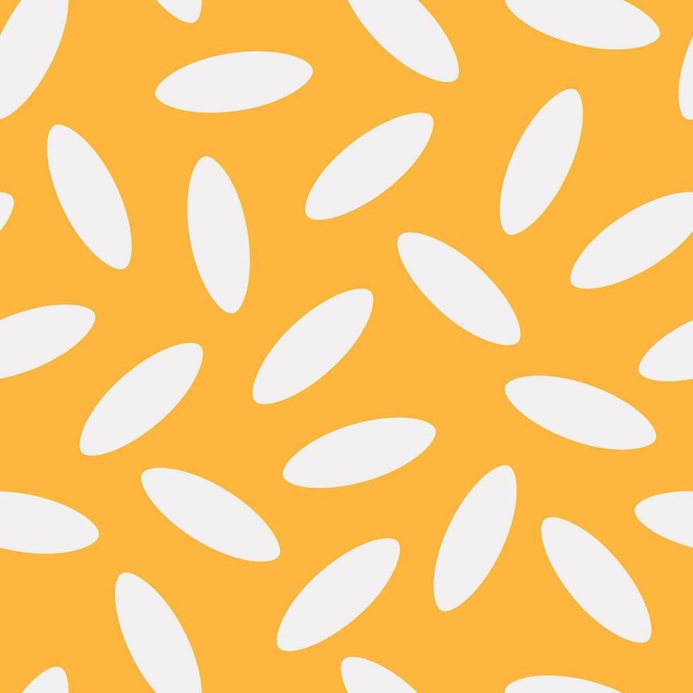 Seamless modern pattern with elements of rice grains on a yellow background. Wheat print on fashionable fabrics, textiles, decorative pillows. Vector. vector