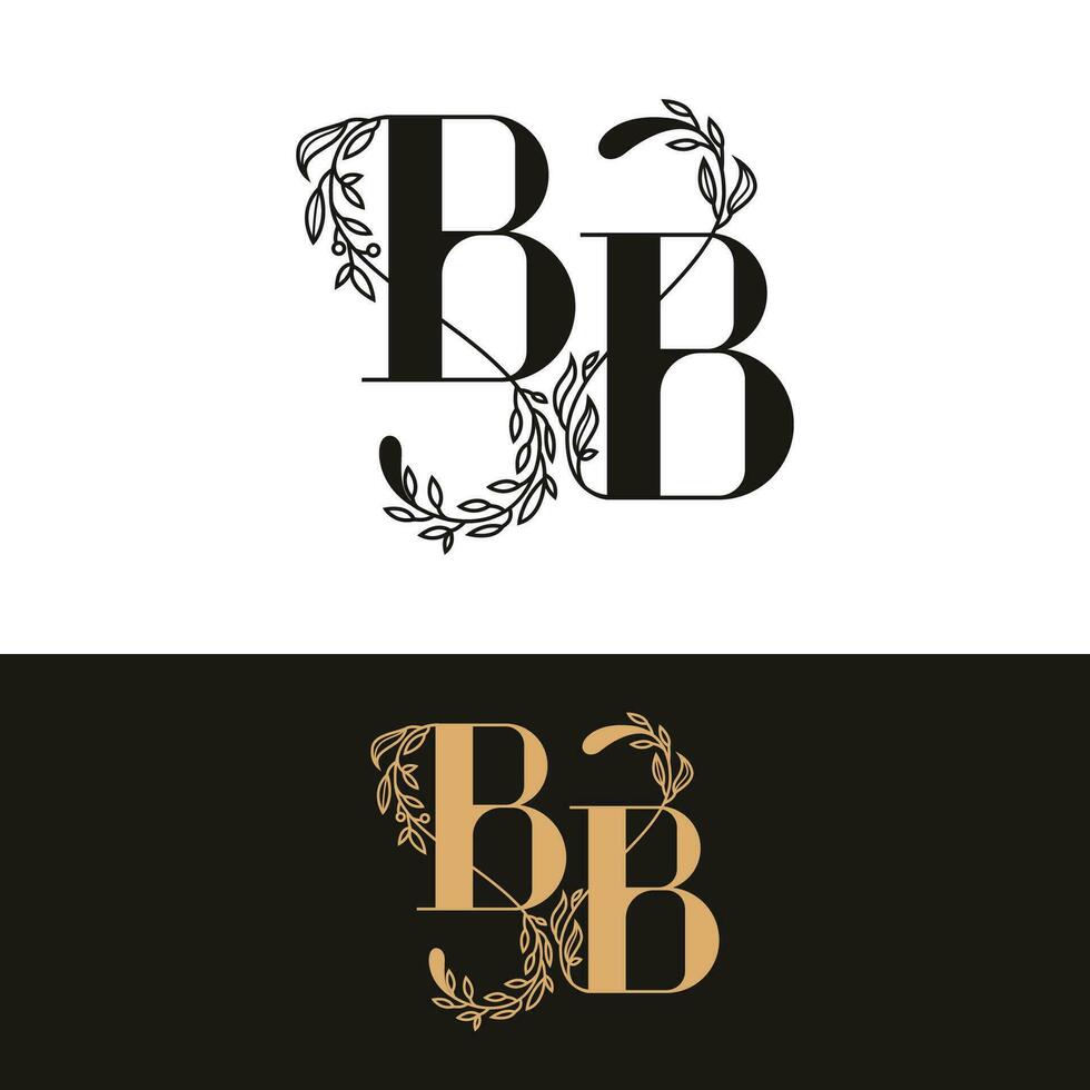 handdrawn wedding monogram BB logo vector