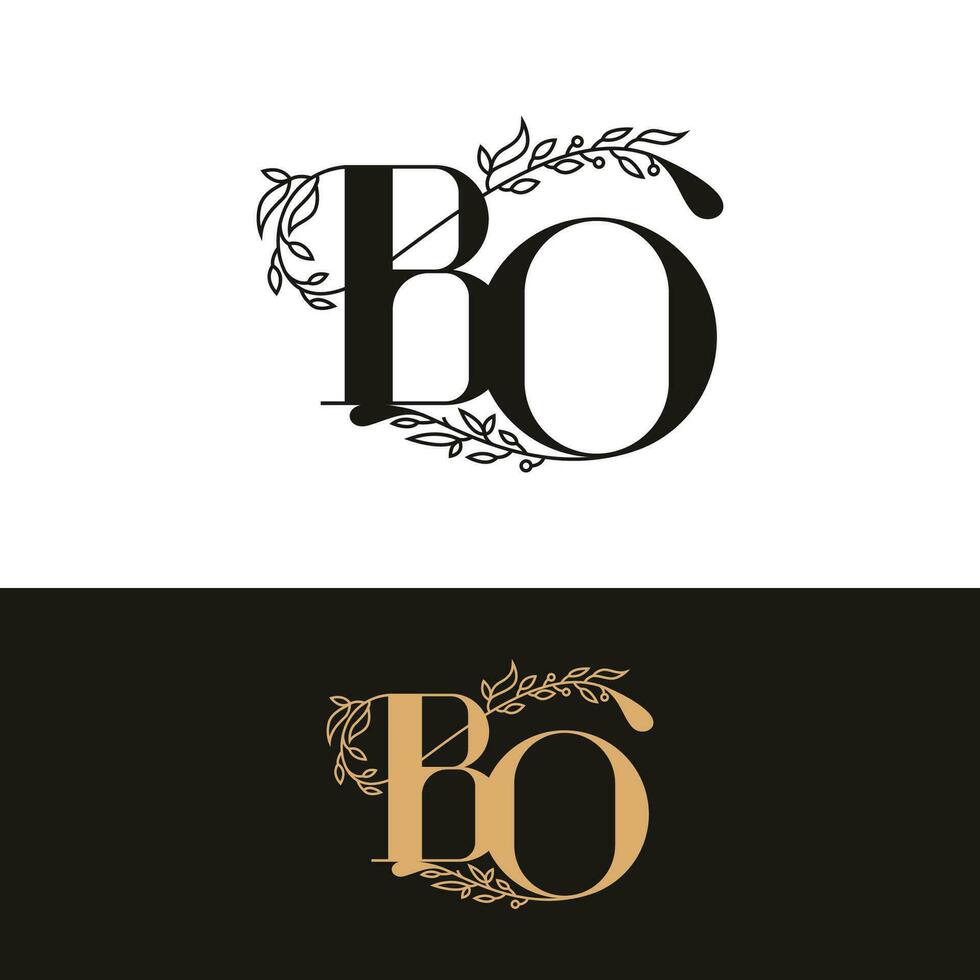 handdrawn wedding monogram BO logo vector