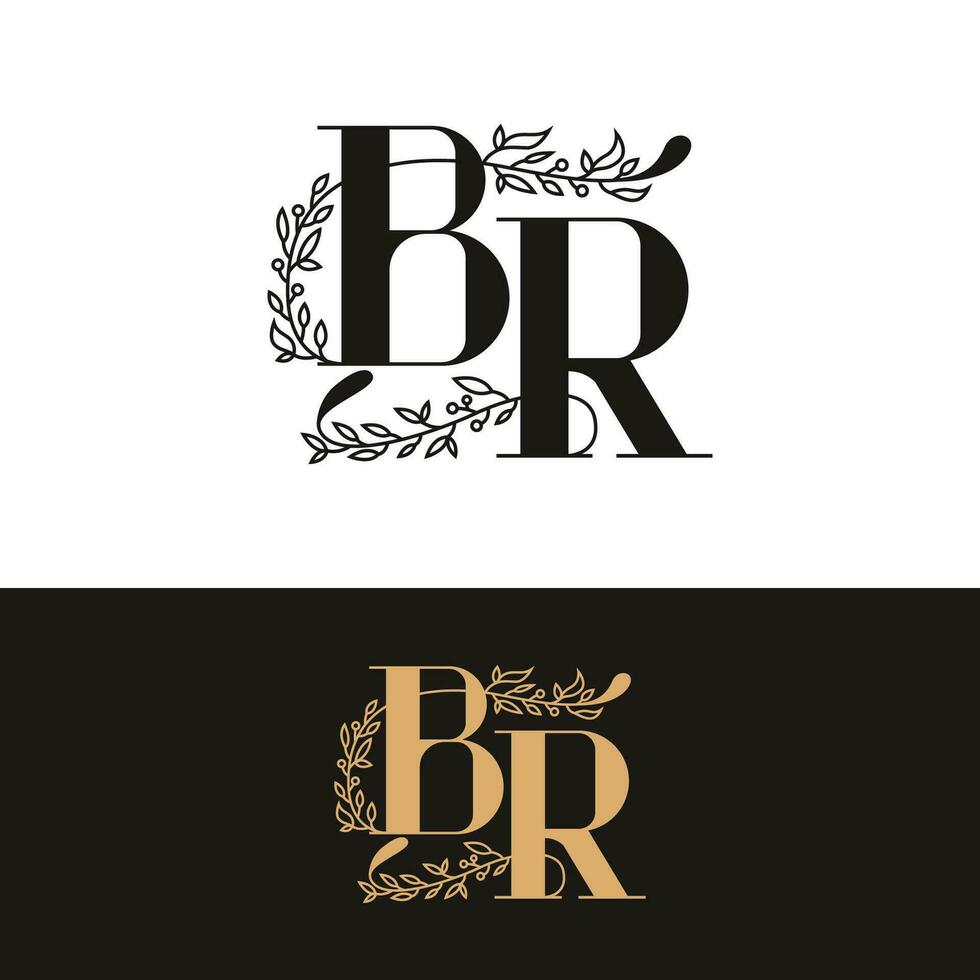 handdrawn wedding monogram BR logo vector