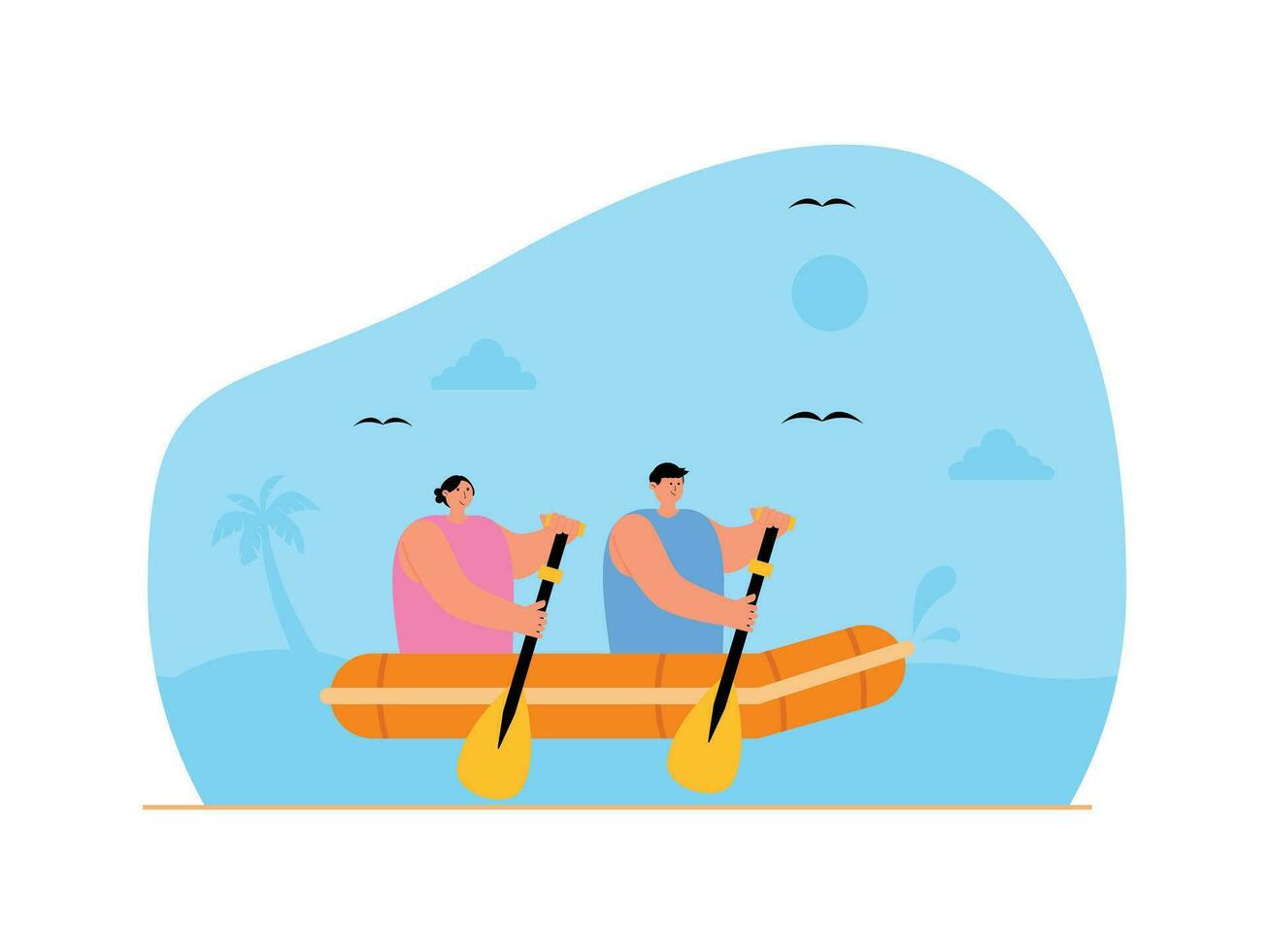 Canoeing sport in holiday summer vector