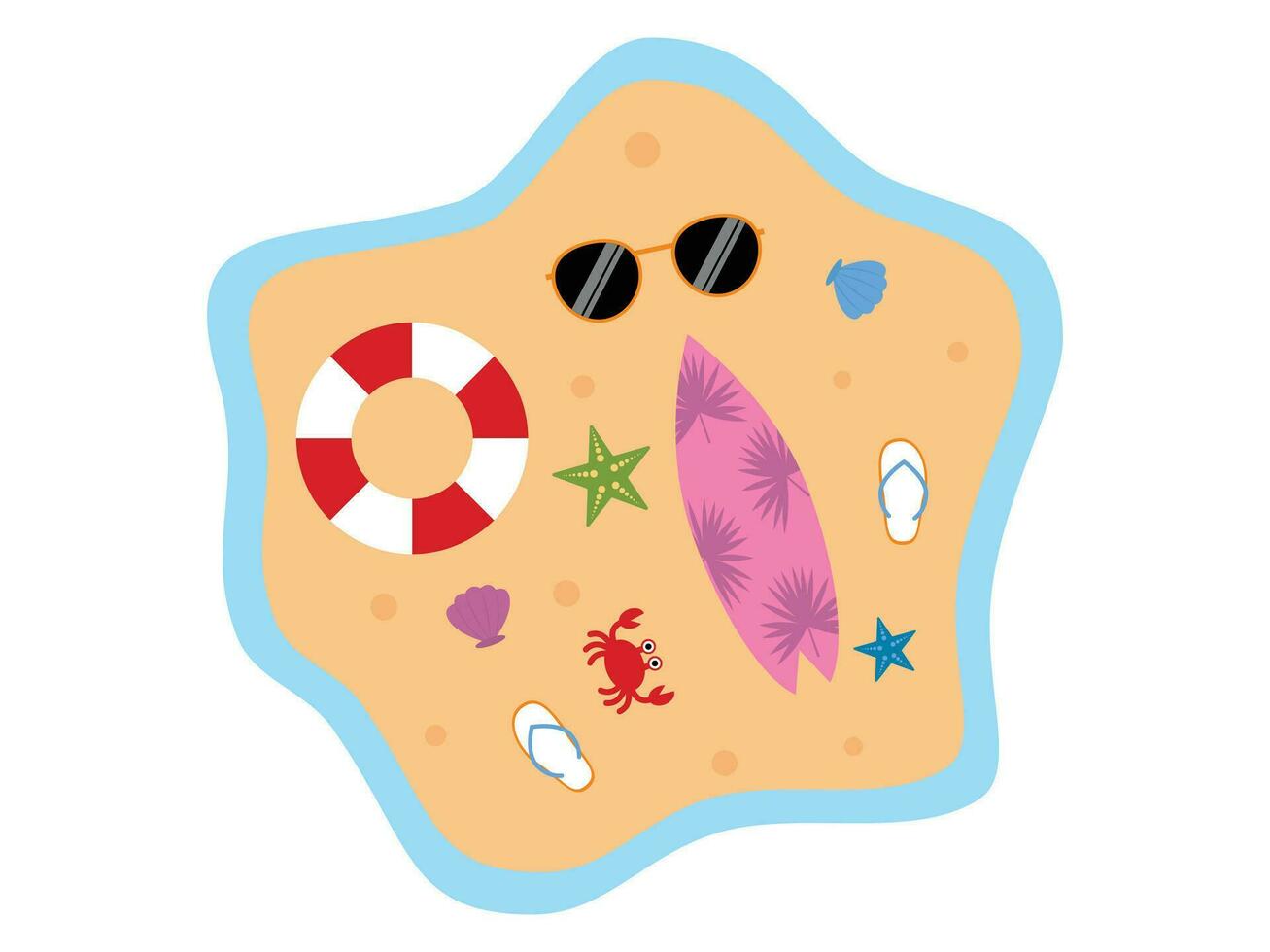 Aerial view of beach stuff on holiday summer vector