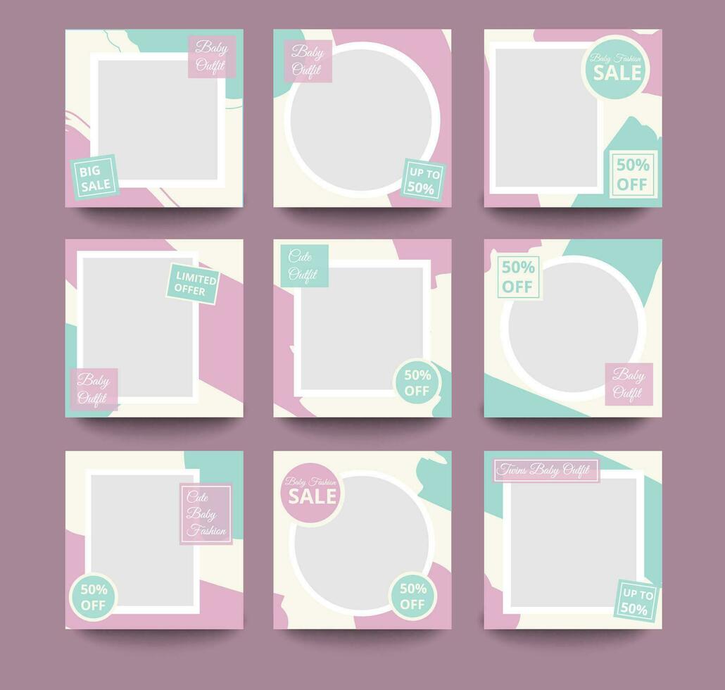 Sale banner template in grid puzzle style for social media post vector
