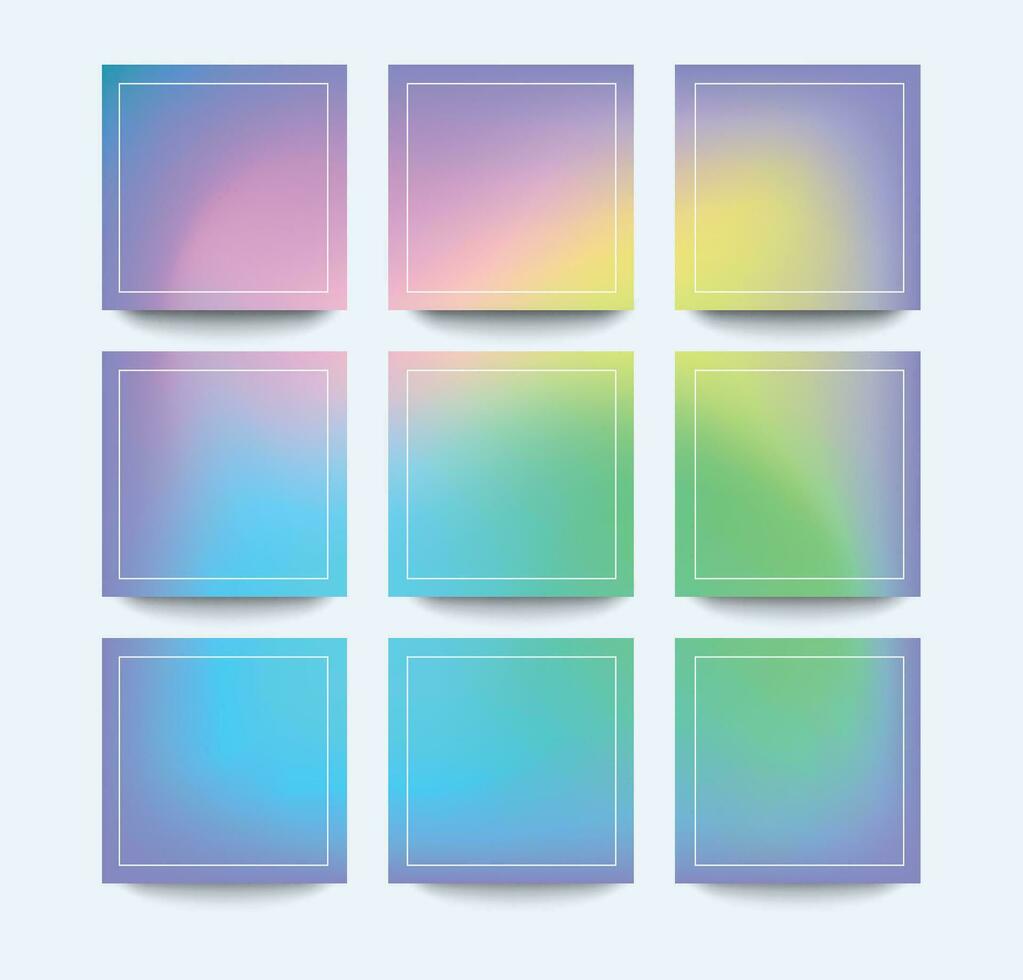 Holographic gradient background for square banner vector