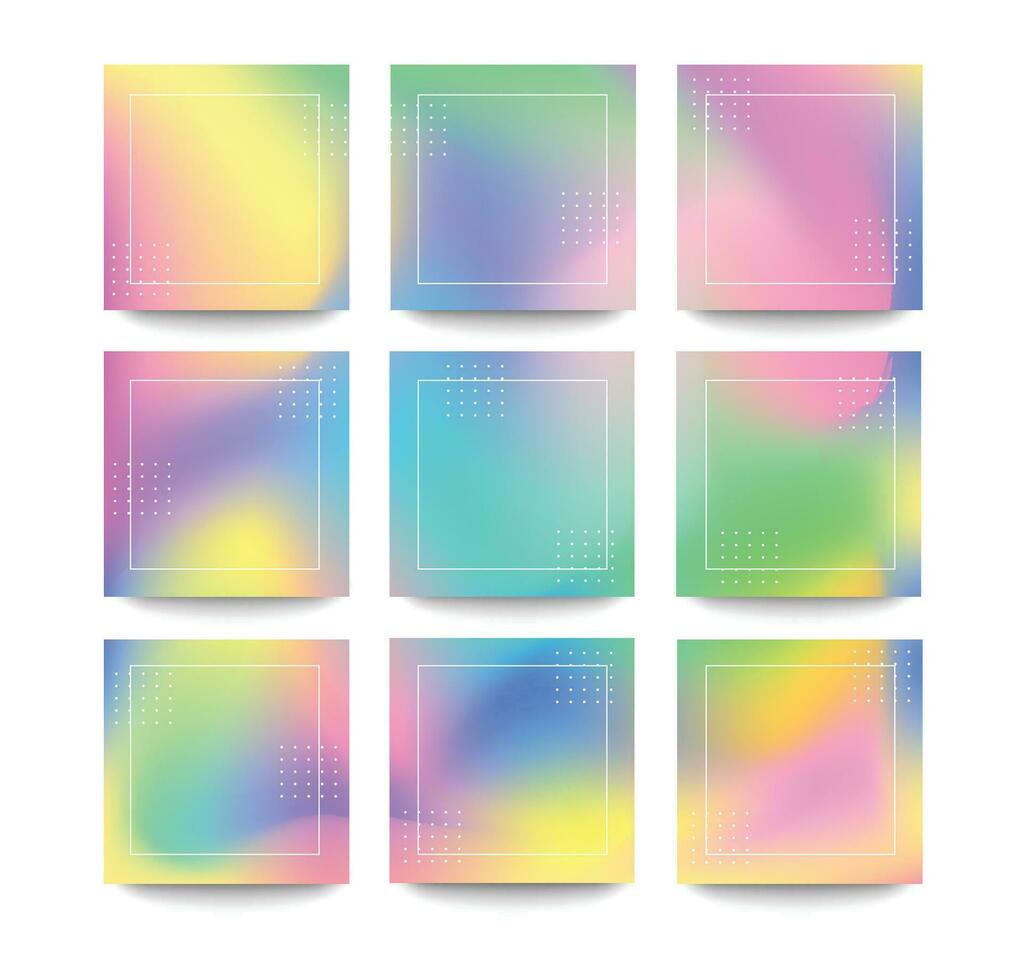 Holographic gradient background for square banner vector