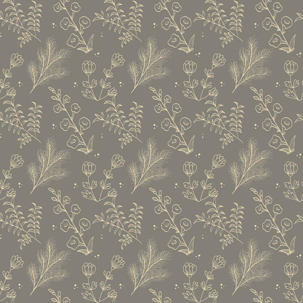 Hand drawn floral fabric seamless pattern vector
