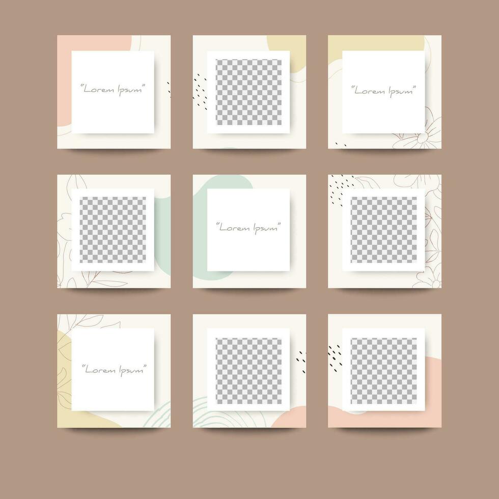 Social media post grid puzzle template vector