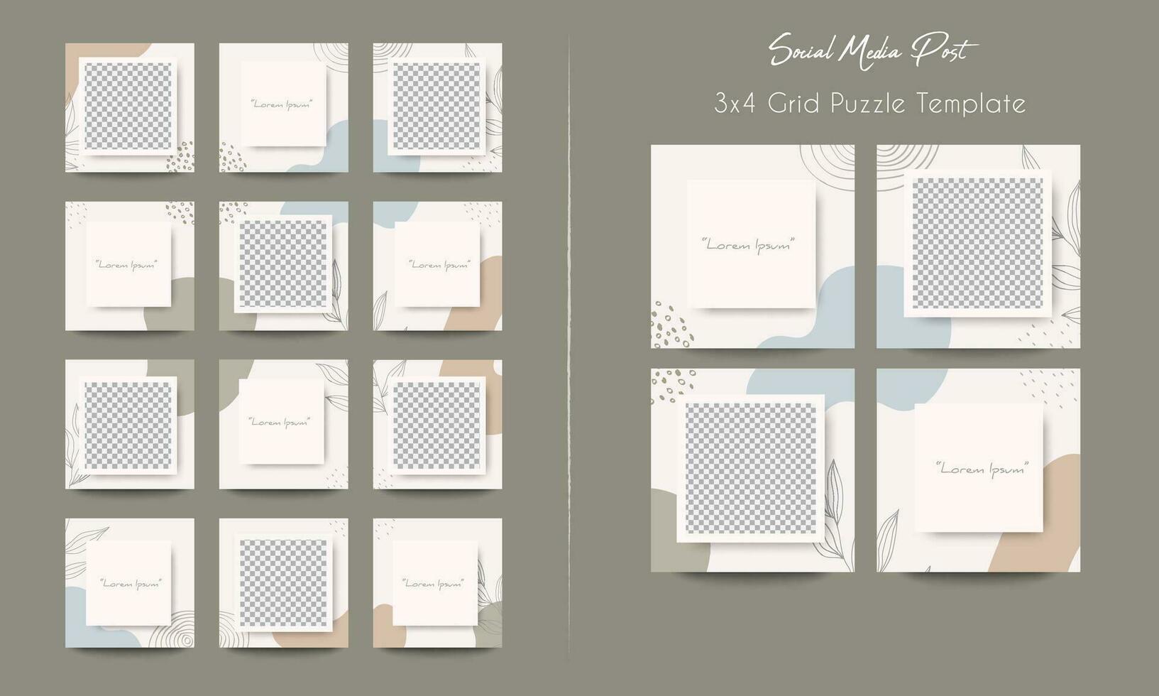 Social media post grid puzzle template vector