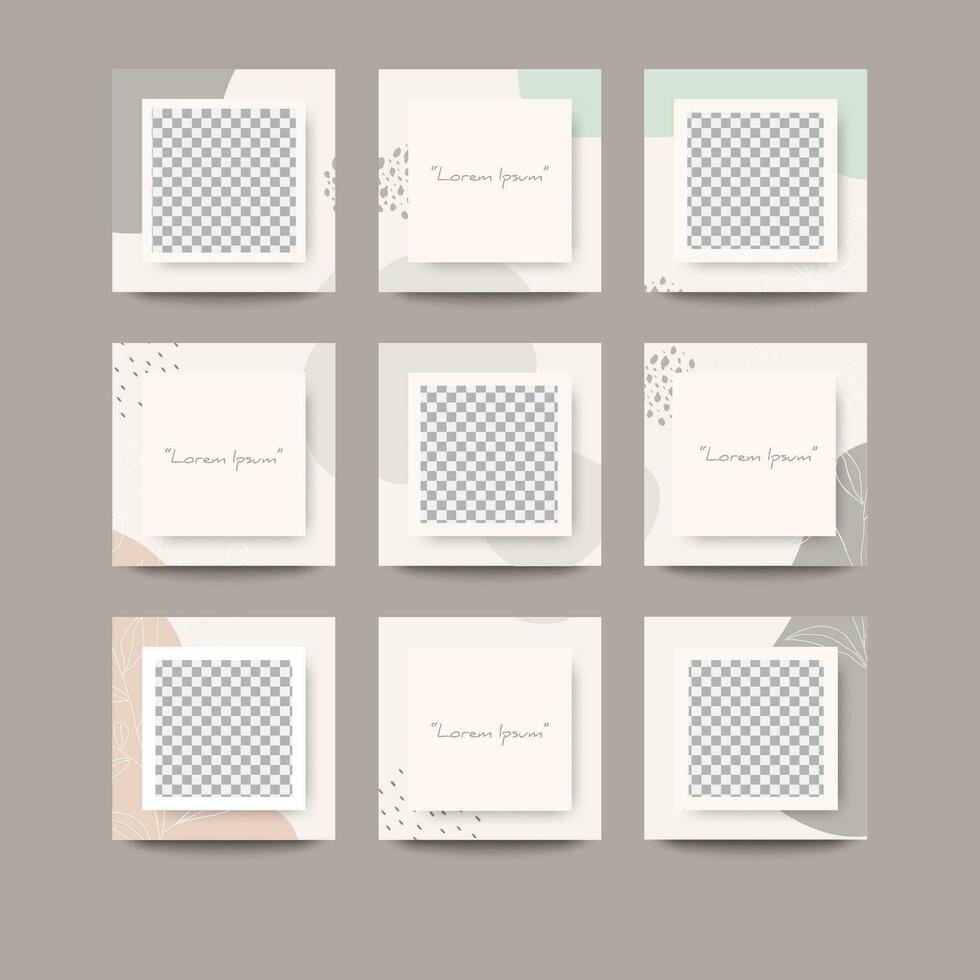 Social media post grid puzzle template vector