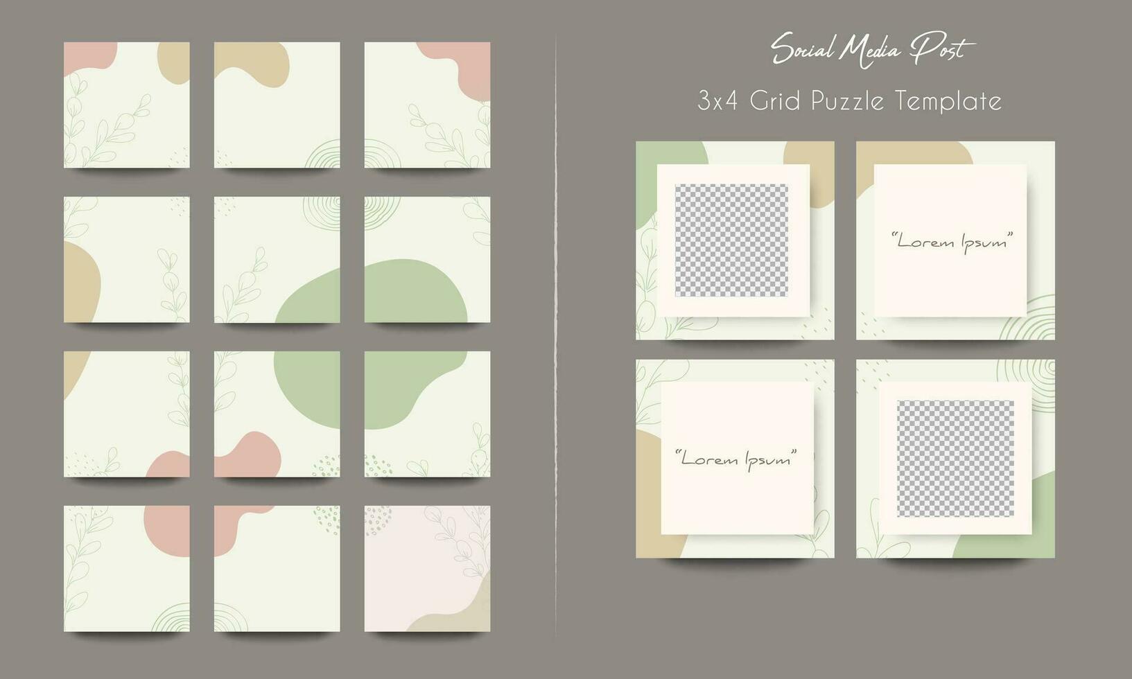 Social media post grid puzzle template vector