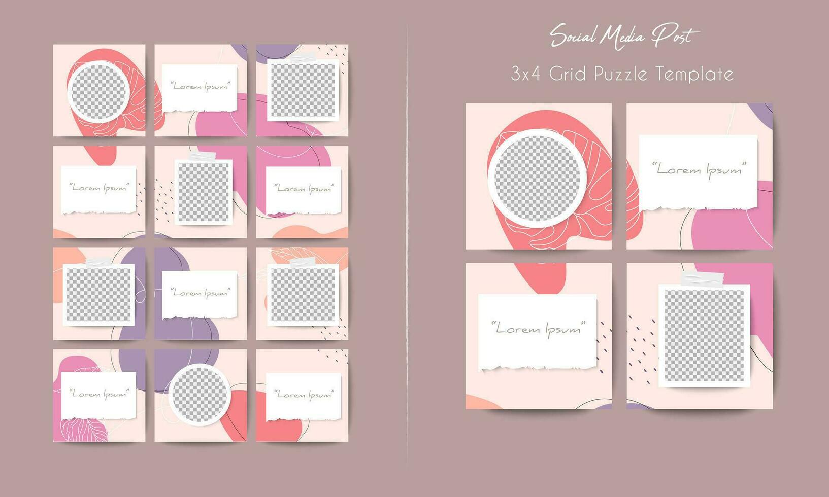 Social media post grid puzzle template vector