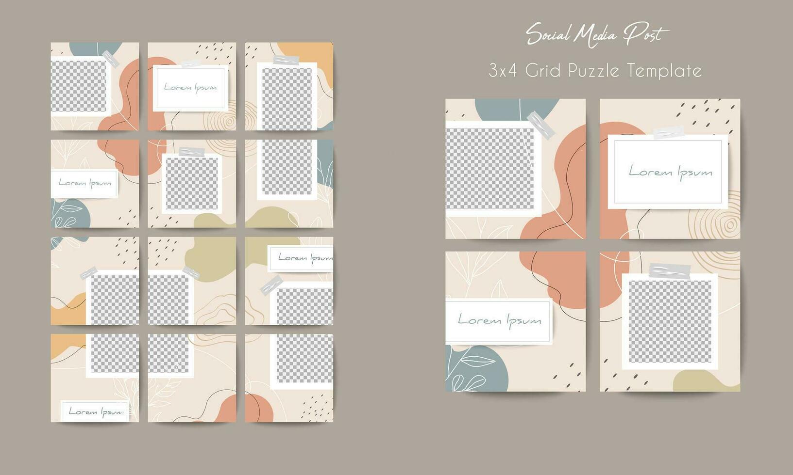 Social media post grid puzzle template vector