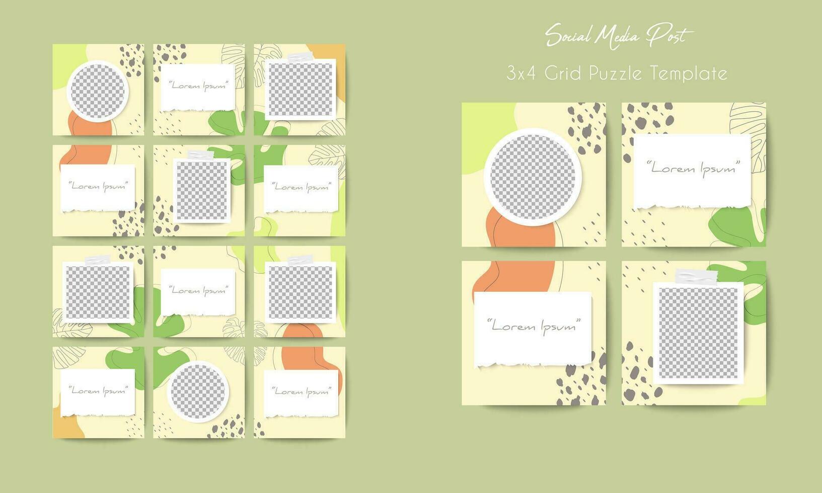 Social media post grid puzzle template vector