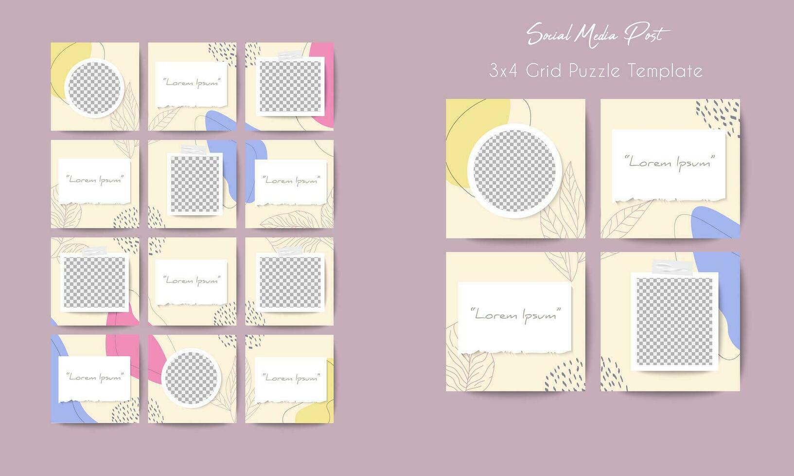 Social media post grid puzzle template vector