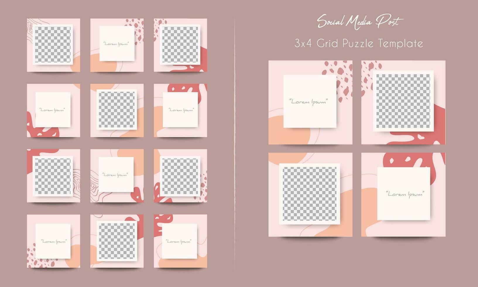 Social media post grid puzzle template vector