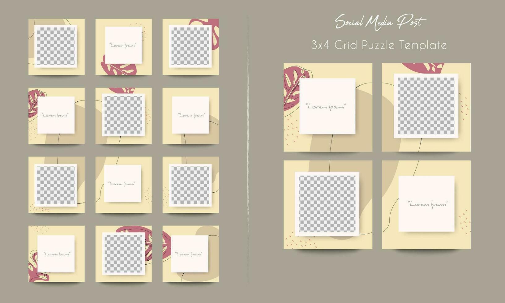 Social media post grid puzzle template vector