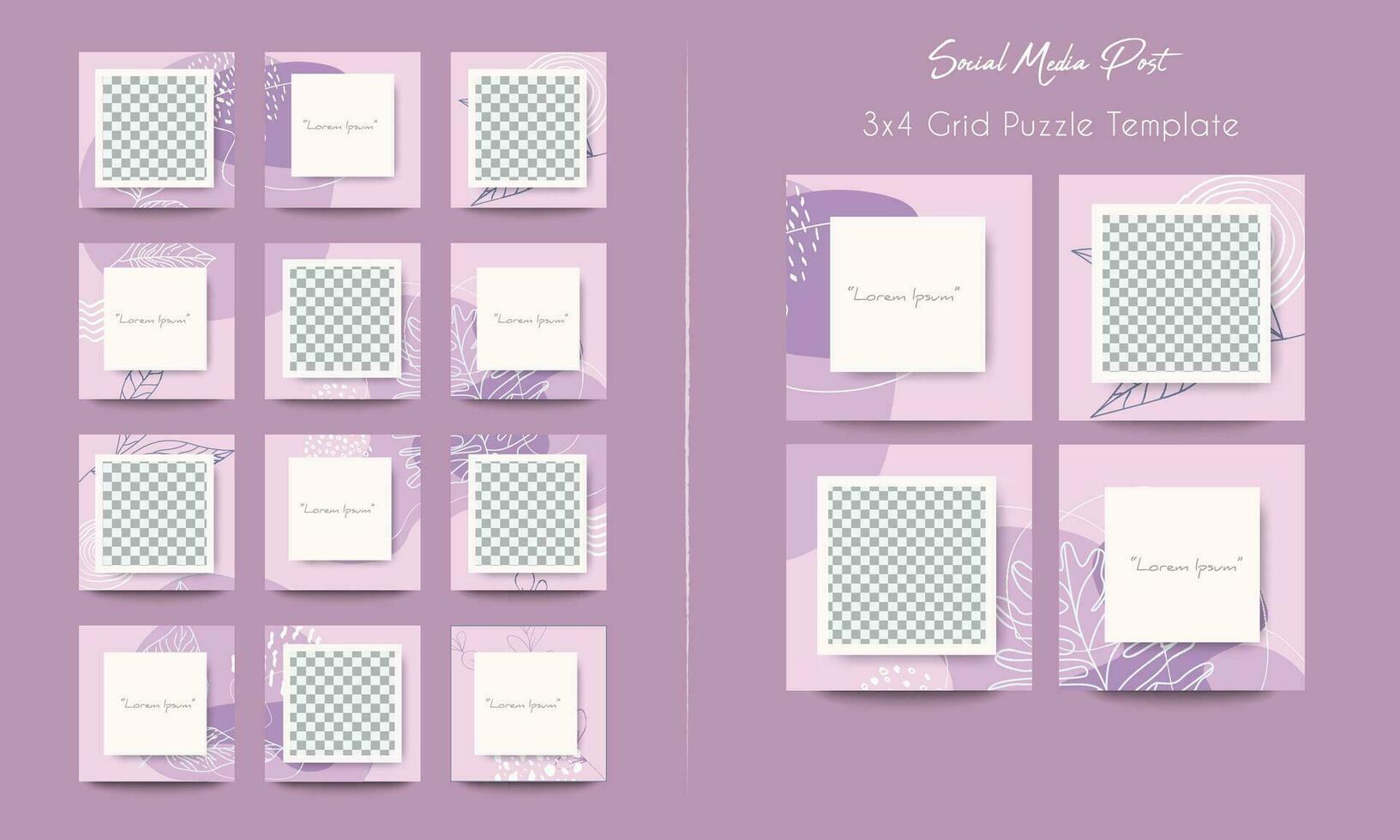 Social media post grid puzzle template vector