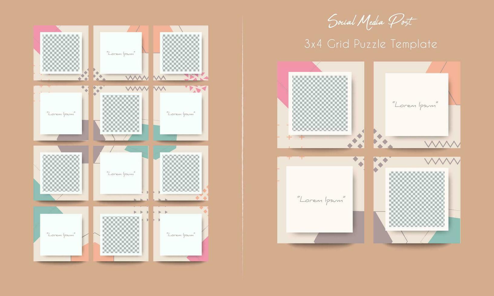 Social media post grid puzzle template vector