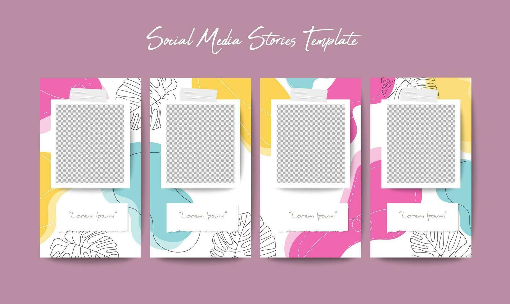 social medios de comunicación cuentos modelo en cuadrícula rompecabezas estilo para marca márketing vector