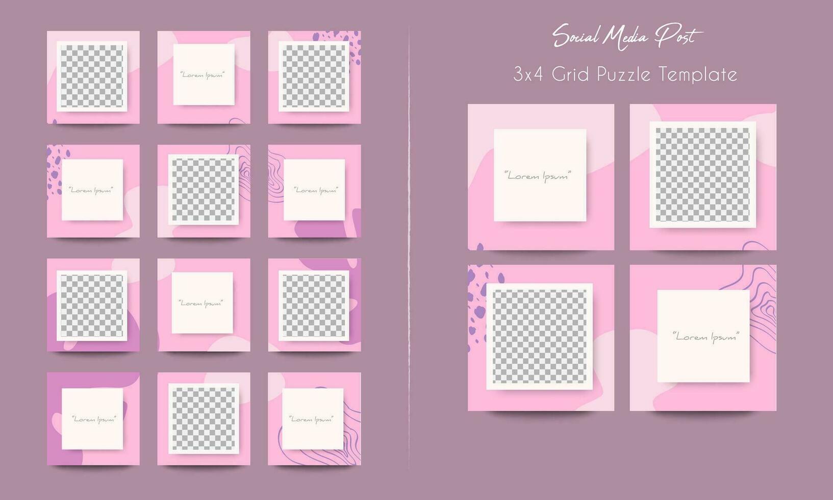 Social media post grid puzzle template vector