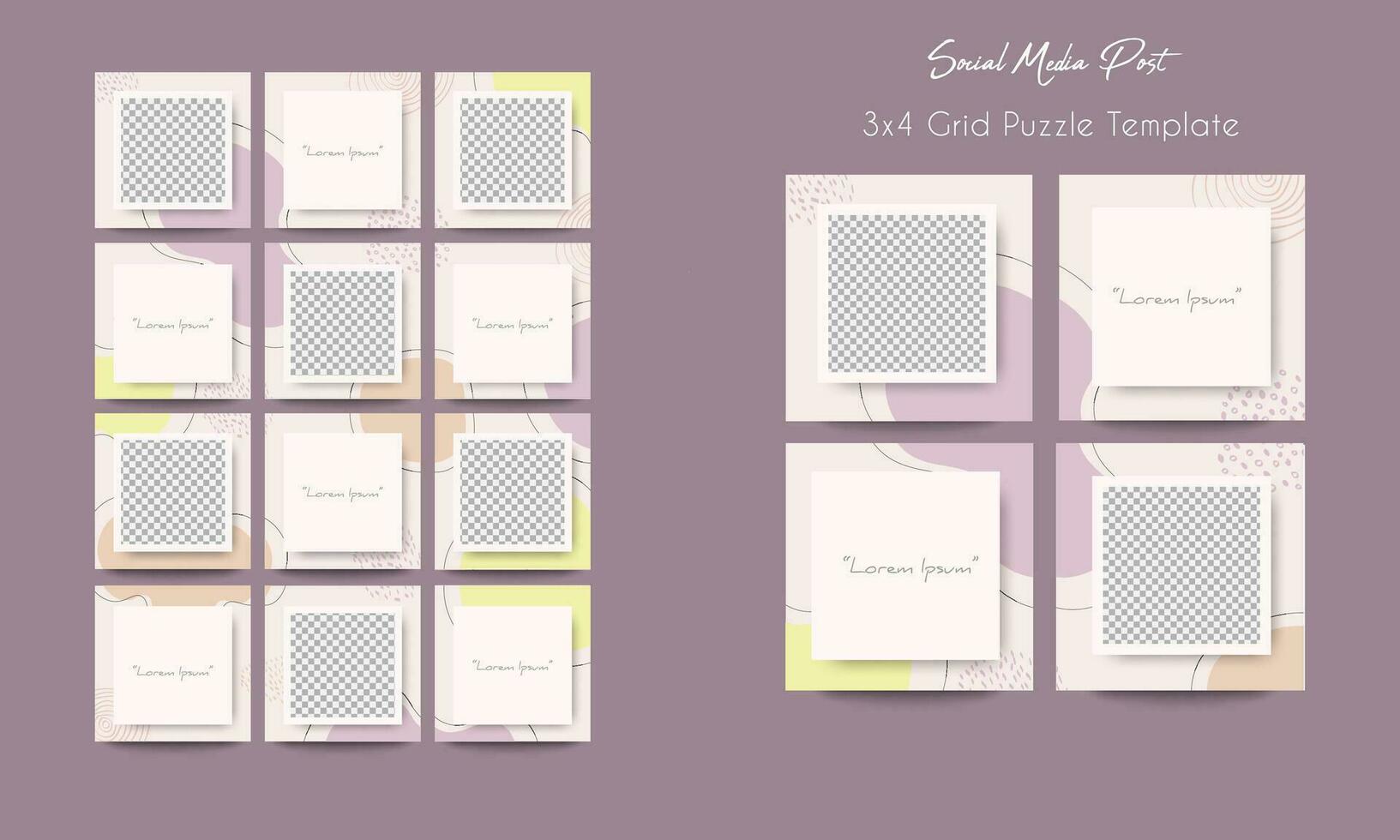 Social media post grid puzzle template vector