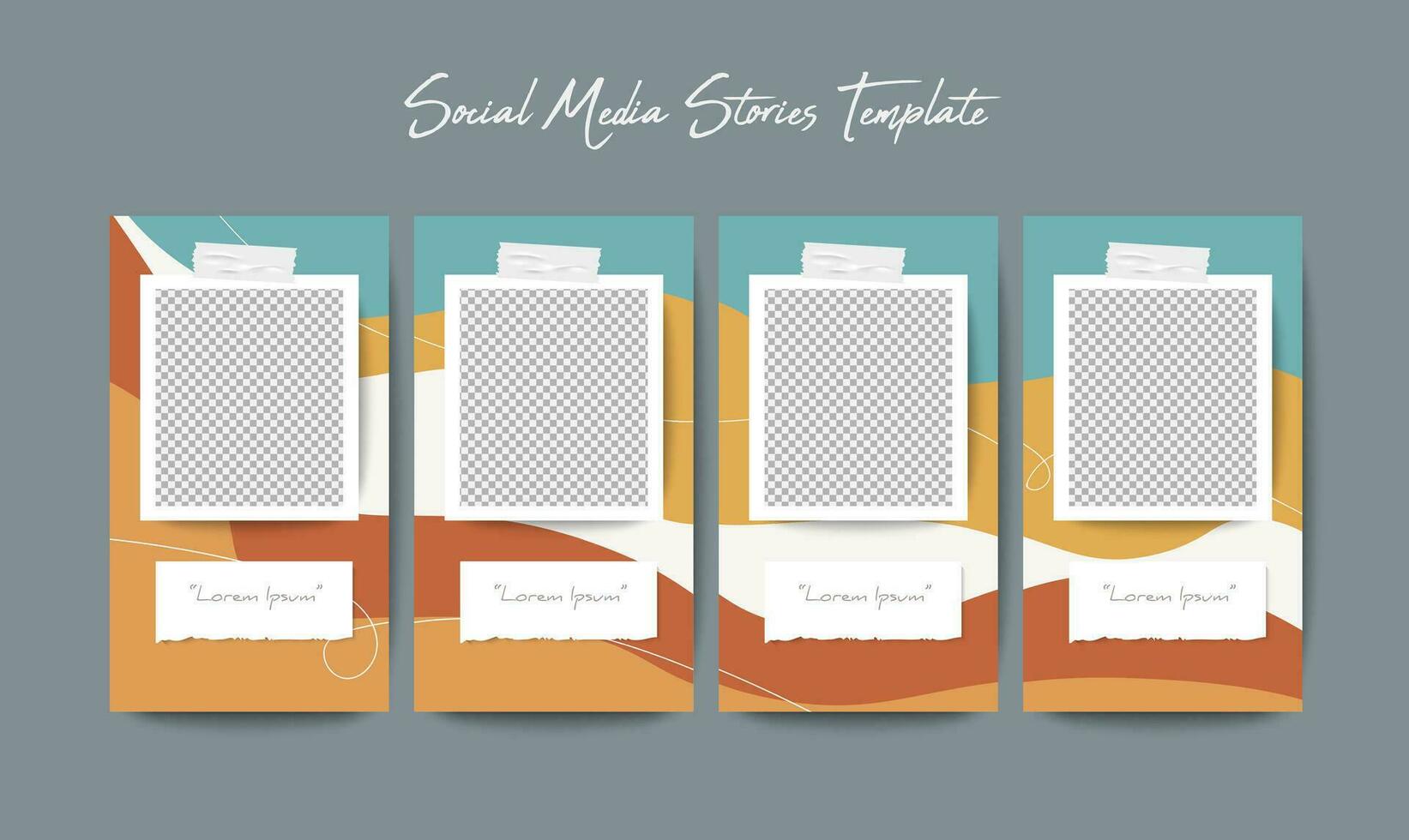 Social media stories template in grid puzzle style for brand marketing vector