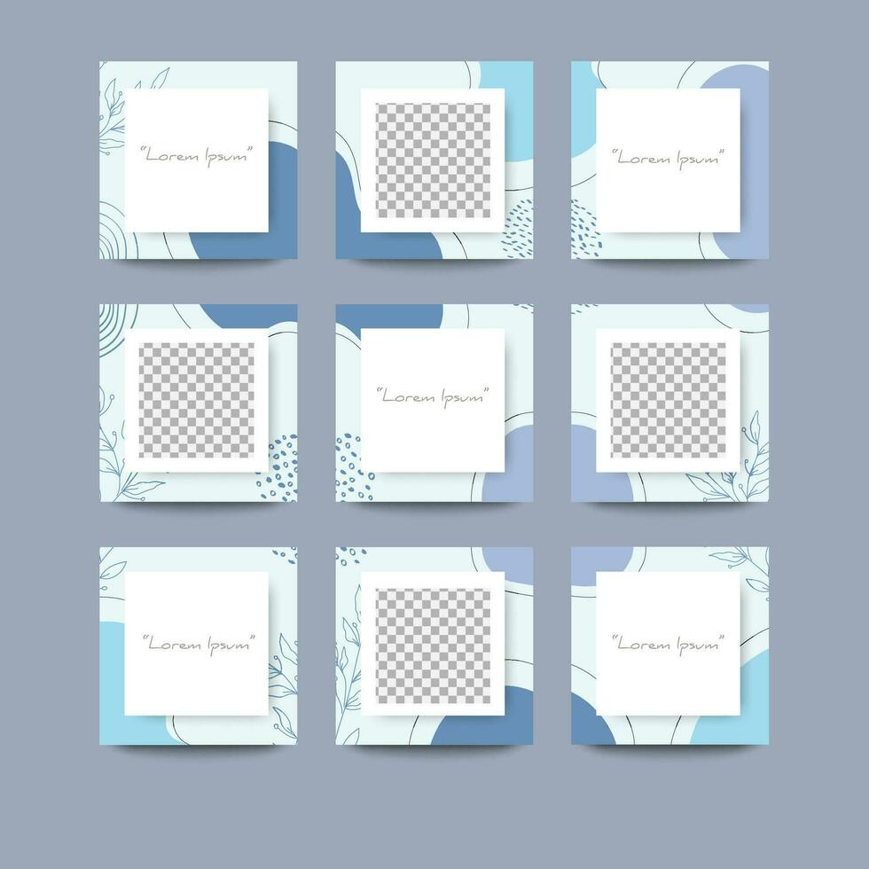 Social media post grid puzzle template vector