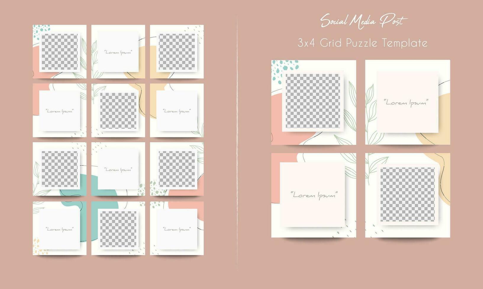 Social media post grid puzzle template vector