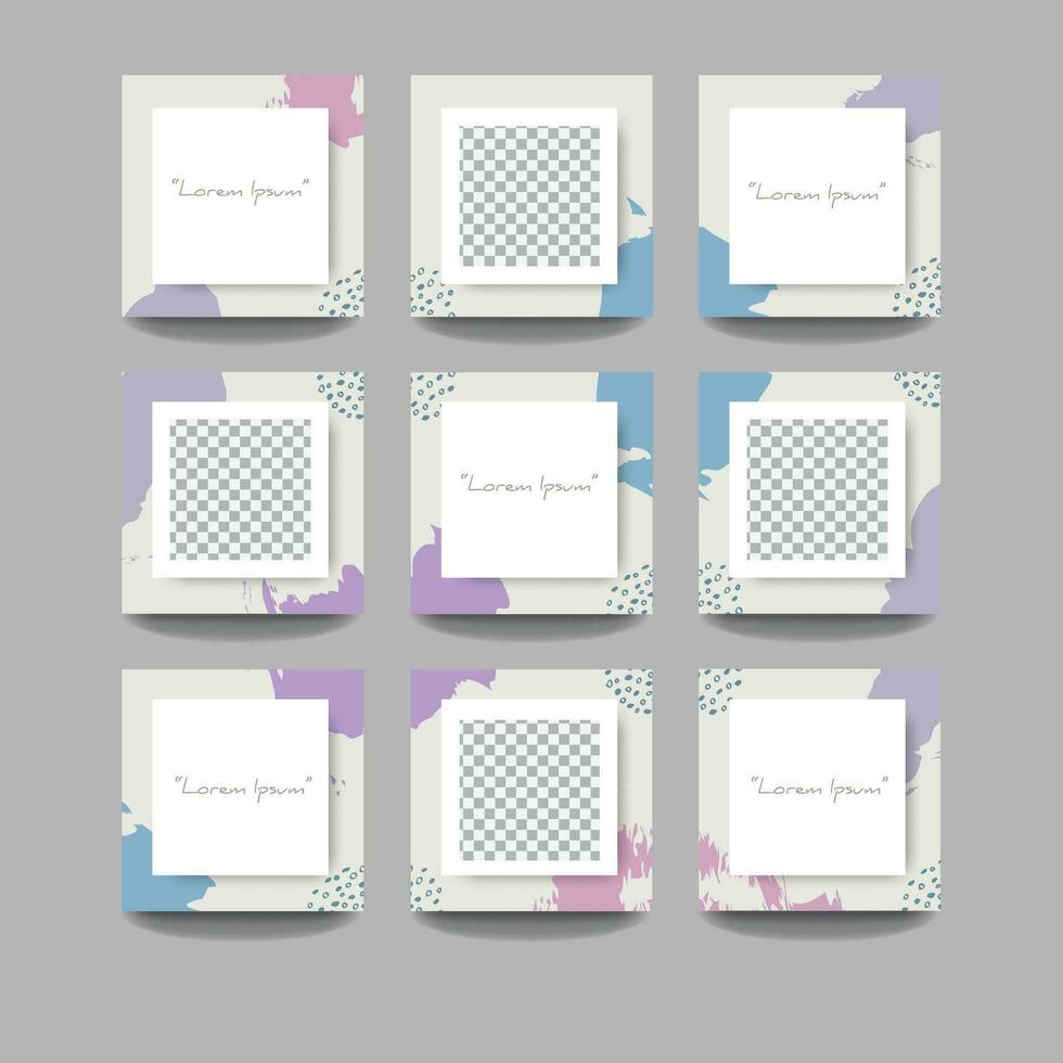 Social media post grid puzzle template vector