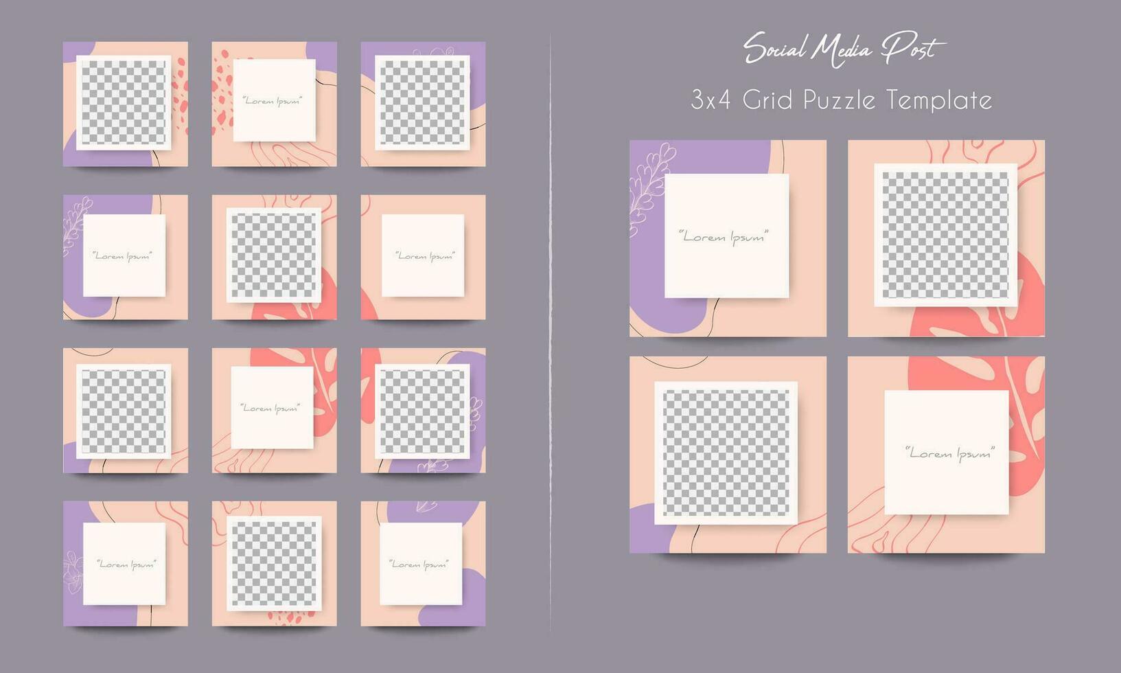 Social media post grid puzzle template vector