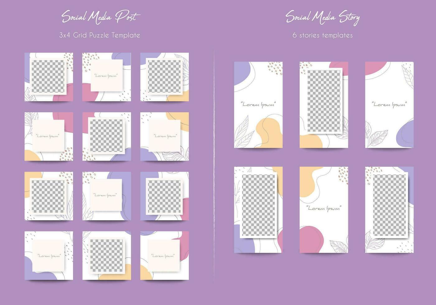 Social media post grid puzzle template vector