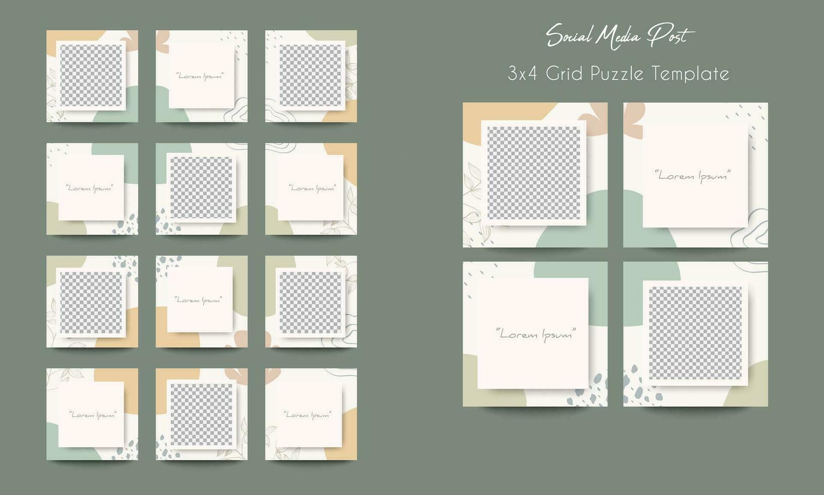 Social media post grid puzzle template vector